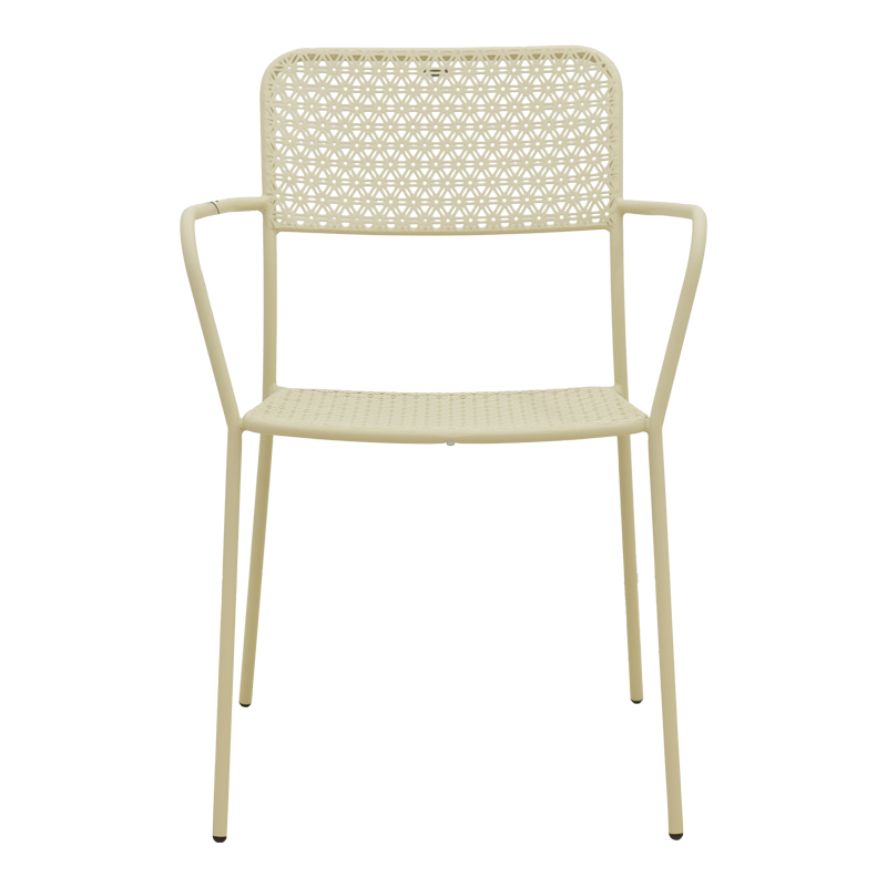 Πολυθρόνα Federal pakoworld στοιβαζόμενη κρεμ μέταλλο 57x58x81.5εκ