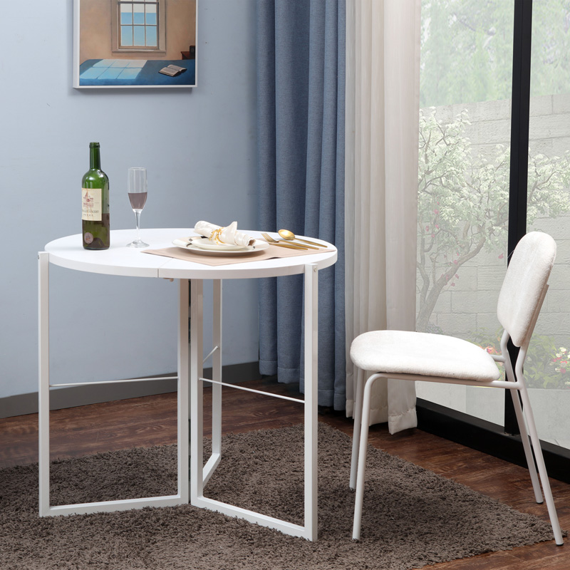 Τραπέζι πτυσσόμενο Talen pakoworld σε λευκή απόχρωση Φ80x74εκ