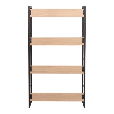 Βιβλιοθήκη Dorfie pakoworld σε φυσική απόχρωση με μαύρο μέταλλο 70x30x124.5εκ