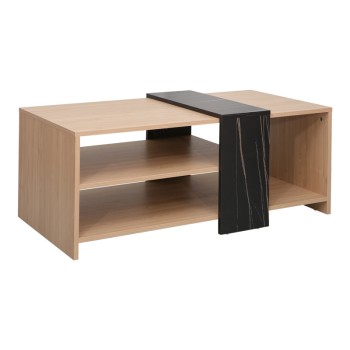 Τραπέζι σαλονιού Cozeto pakoworld σε φυσική απόχρωση με όψη μαρμάρου 100x53x41.5εκ