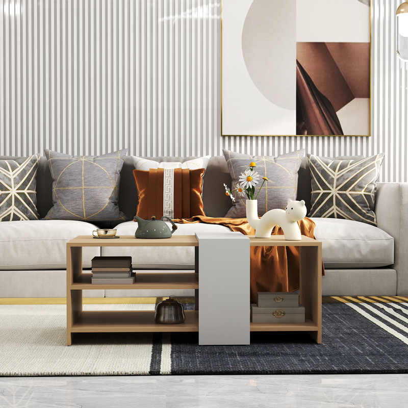 Τραπέζι σαλονιού Cozeto pakoworld σε φυσική-λευκή απόχρωση 100x53x41.5εκ