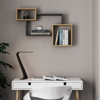 Ράφι τοίχου Beldra pakoworld σε φυσική απόχρωση με όψη μαρμάρου 84x15x57.8εκ