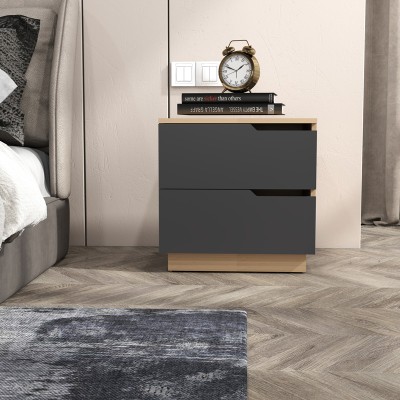 Κομοδίνο Verena pakoworld σε φυσική-ανθρακί απόχρωση 48x40x48εκ