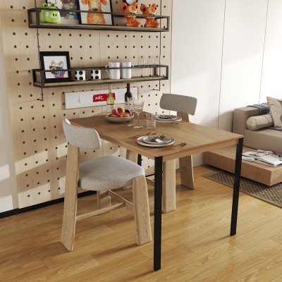 Τραπέζι Faragio pakoworld μέταλλο σε φυσική απόχρωση με μαύρα μεταλλικά πόδια 120x75x75εκ