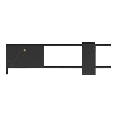 Έπιπλο τηλεόρασης Standi pakoworld σε μαύρο-μαύρο μαρμάρου απόχρωση 120x25x36.8εκ