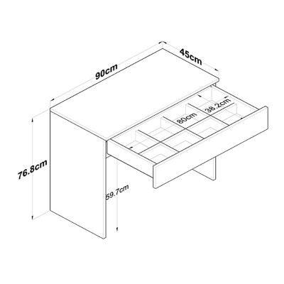 Κονσόλα-τουαλέτα κρεβατοκάμαρας Artemisia pakoworld σε λευκή απόχρωση 90x45x76.8εκ