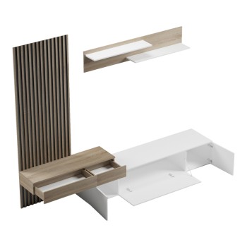 Σύνθετο σαλονιού Litende pakoworld σε λευκή-sonoma απόχρωση 249.4x42.2x199.5εκ