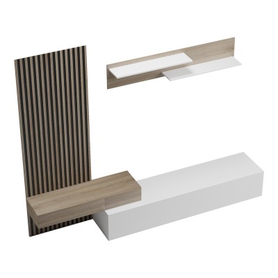 Σύνθετο σαλονιού Litende pakoworld σε λευκή-sonoma απόχρωση 249.4x42.2x199.5εκ