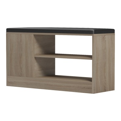 Παπουτσοθήκη-σκαμπό Deboule pakoworld 8 ζευγών σε sonoma-μαύρη απόχρωση 90x30x46εκ