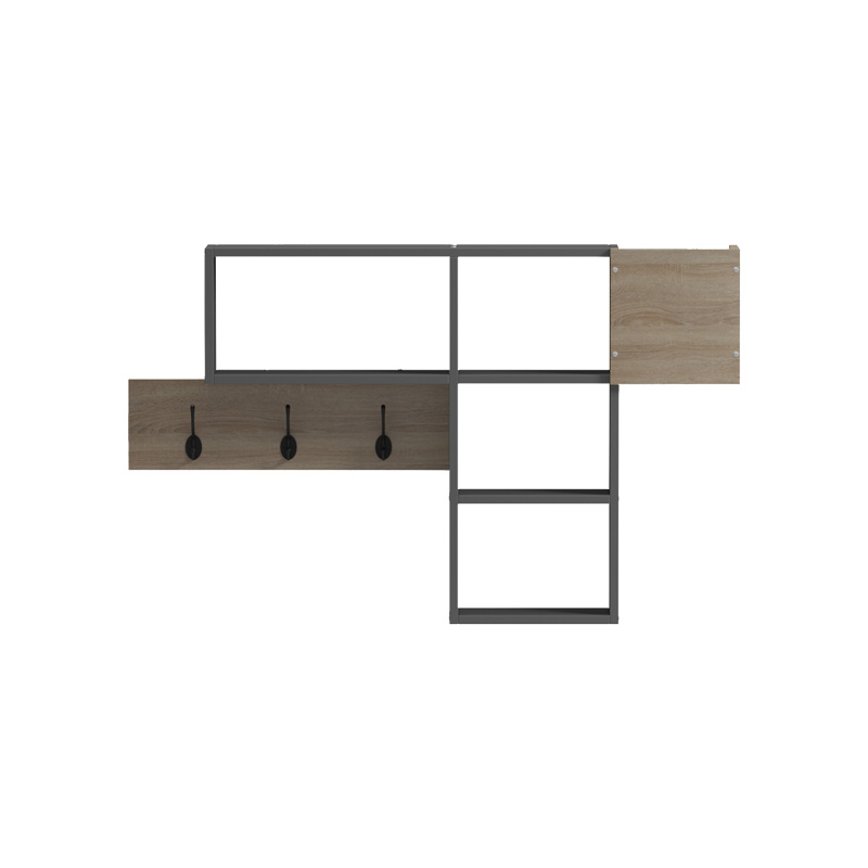 Κρεμάστρα τοίχου Wenia pakoworld σε sonoma-ανθρακί απόχρωση 99.5x15x61εκ