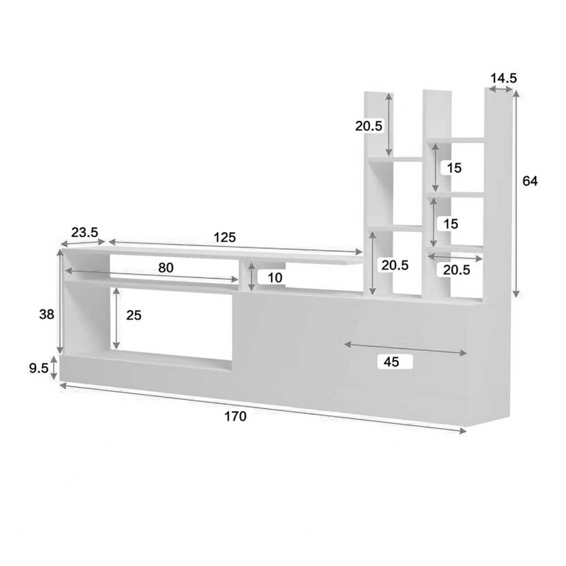 Σύνθετο σαλονιού Seruno pakoworld sonoma 170x25x100εκ