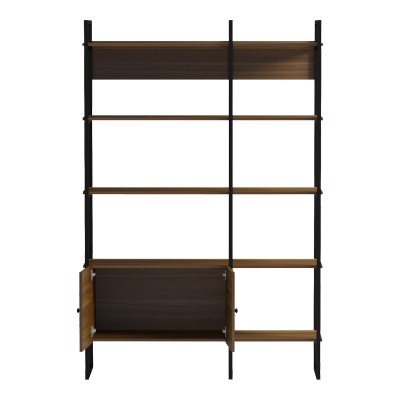 Βιβλιοθήκη Rhombo pakoworld καρυδί-μαύρο 120x35x180εκ