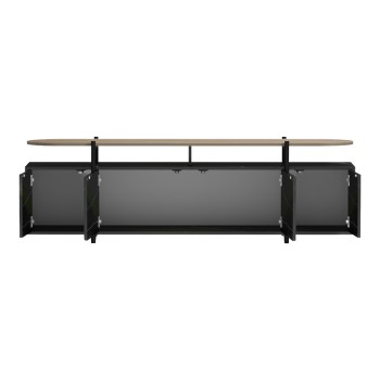 Έπιπλο τηλεόρασης Medousa pakoworld sonoma - μαύρη όψη μαρμάρου 160x35.5x50εκ