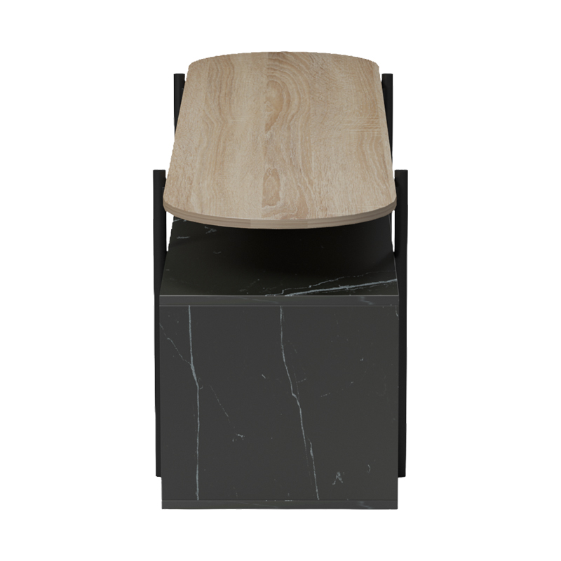 Έπιπλο τηλεόρασης Medousa pakoworld sonoma - μαύρη όψη μαρμάρου 160x35.5x50εκ