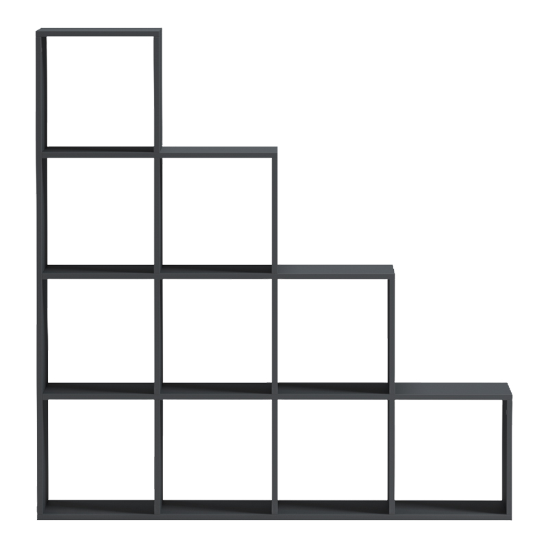 Βιβλιοθήκη Scala pakoworld ανθρακί 129.5x29x129.5εκ