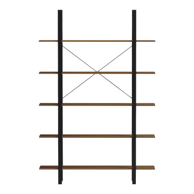 Βιβλιοθήκη-Ραφιέρα Varous pakoworld καρυδί-μαύρο μέταλλο 120x28x180εκ