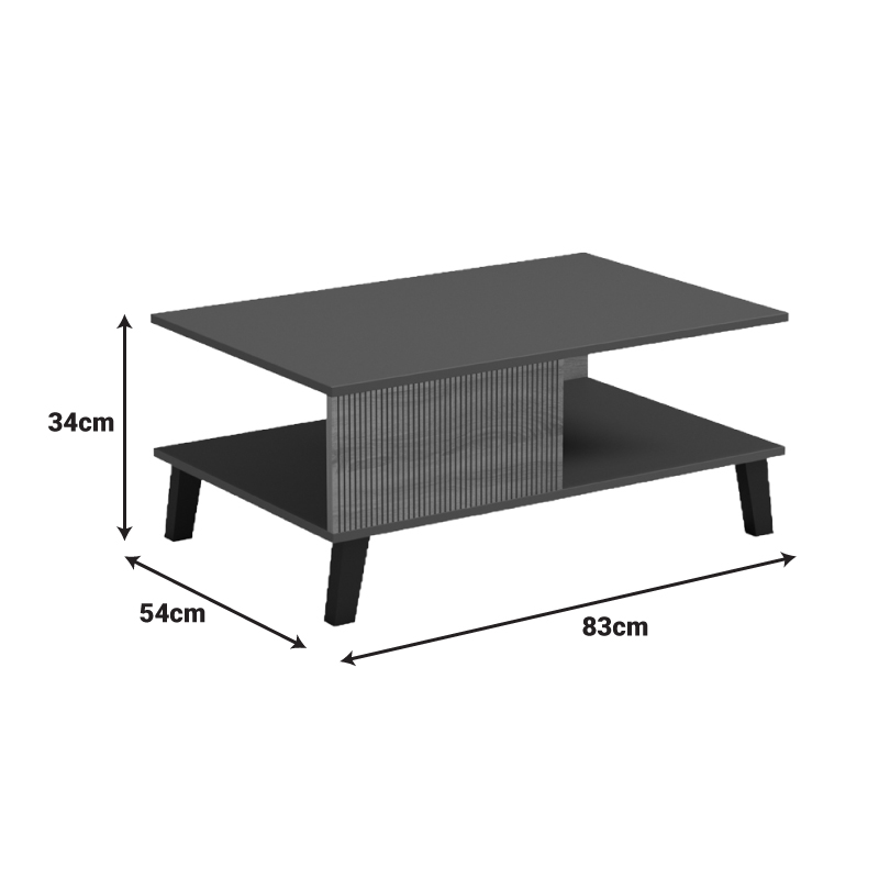 Τραπεζάκι σαλονιού Tuscany pakoworld sonoma-ανθρακί 83x54x34εκ