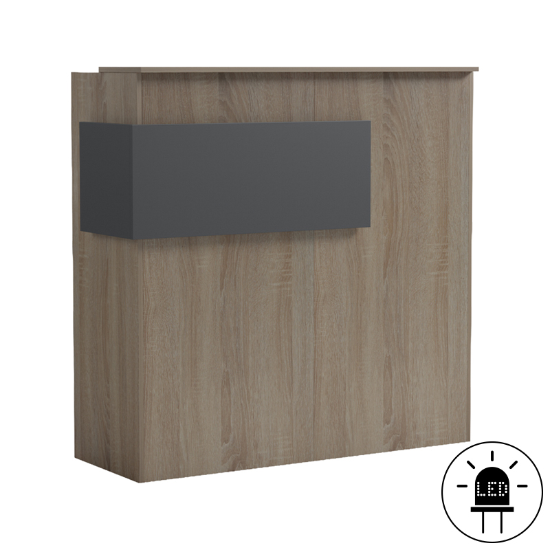 Γραφείο reception Optima pakoworld με led sonoma-ανθρακί 110x40x110εκ