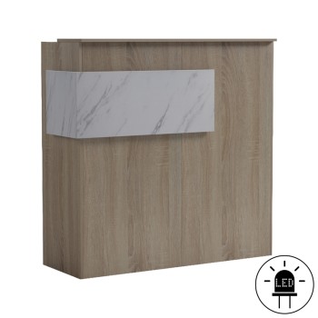 Γραφείο reception Optima pakoworld με led sonoma-λευκή όψη μαρμάρου 110x40x110εκ