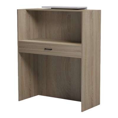 Γραφείο reception Zowel pakoworld με led sonoma-λευκή όψη μαρμάρου 90x40x110εκ