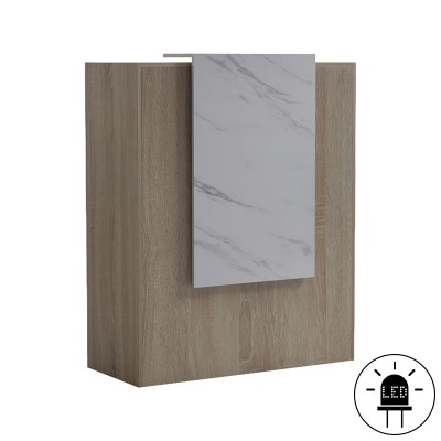 Γραφείο reception Zowel pakoworld με led sonoma-λευκή όψη μαρμάρου 90x40x110εκ