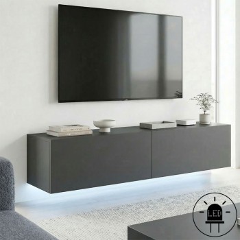 Έπιπλο τηλεόρασης επιτοίχιο με Led Rival pakoworld ανθρακί 120x35x30εκ