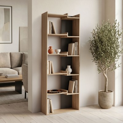 Βιβλιοθήκη Corpus pakoworld sonoma - ανθρακί 61x22x162εκ