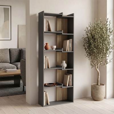 Βιβλιοθήκη Corpus pakoworld ανθρακί-sonoma 61x22x162εκ