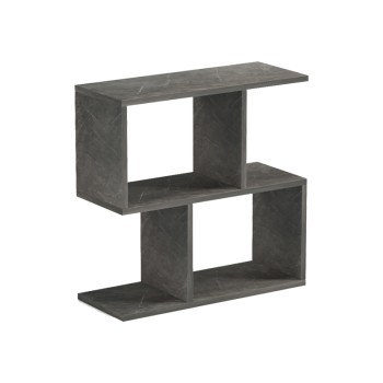 Βοηθητικό τραπέζι-βιβλιοθήκη Wesmol pakoworld ανθρακί όψη μαρμάρου 50x20x50εκ