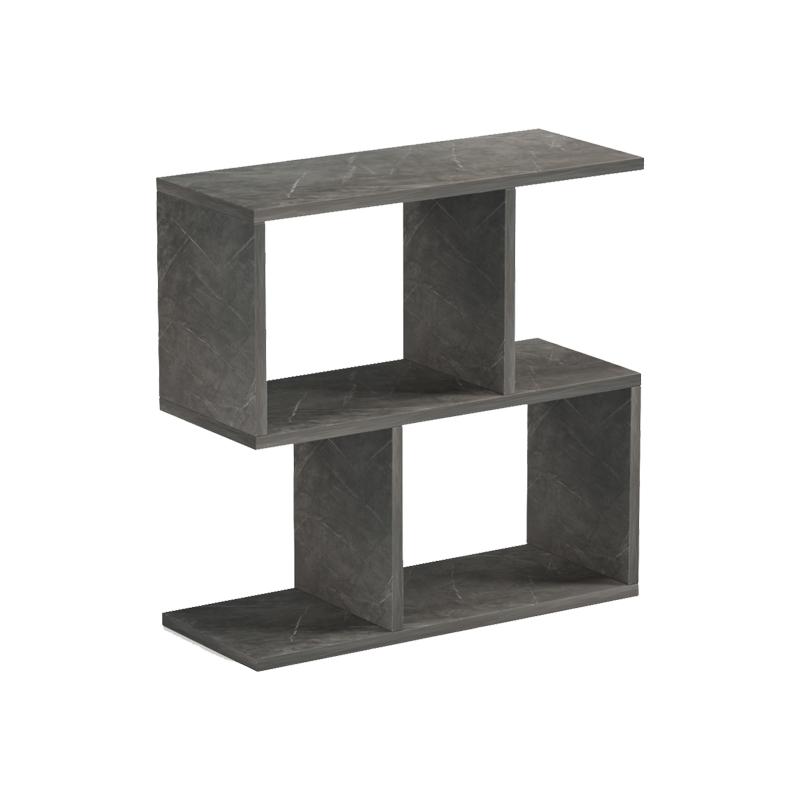 Βοηθητικό τραπέζι-βιβλιοθήκη Wesmol pakoworld ανθρακί όψη μαρμάρου 50x20x50εκ