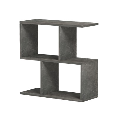 Βοηθητικό τραπέζι-βιβλιοθήκη Wesmol pakoworld ανθρακί όψη μαρμάρου 50x20x50εκ