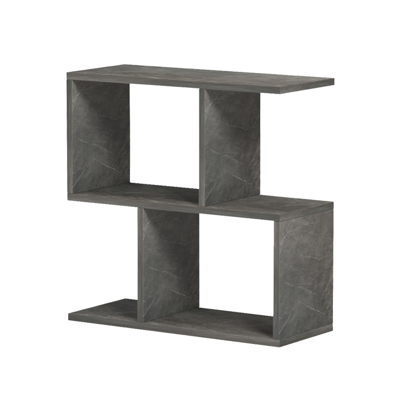 Βοηθητικό τραπέζι-βιβλιοθήκη Wesmol pakoworld ανθρακί όψη μαρμάρου 50x20x50εκ