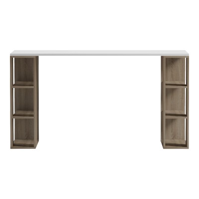 Γραφείο με ραφιέρα  Colmar pakoworld sonoma-λευκό 140x60x75εκ