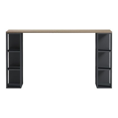 Γραφείο με ραφιέρα Colmar pakoworld ανθρακί- sonoma 140x60x75εκ