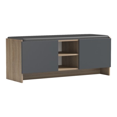 Έπιπλο εισόδου σκαμπό-παπουτσοθήκη Zulla pakoworld 10 ζεύγων sonoma- ανθρακί 110x37x43εκ