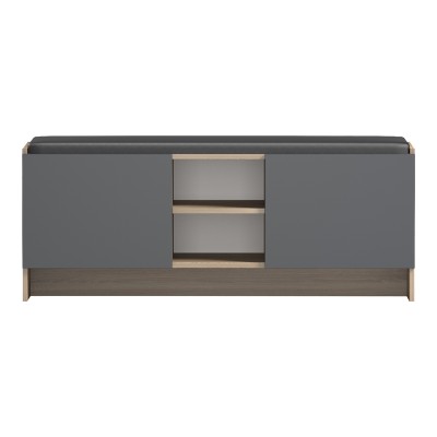 Έπιπλο εισόδου σκαμπό-παπουτσοθήκη Zulla pakoworld 10 ζεύγων sonoma- ανθρακί 110x37x43εκ