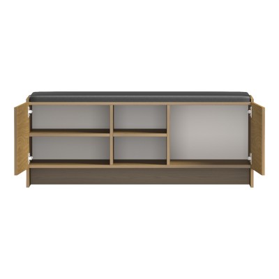 Έπιπλο εισόδου σκαμπό-παπουτσοθήκη Zulla pakoworld 10 ζεύγων ανοιχτό καρυδί 110x37x43εκ