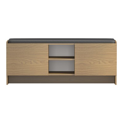 Έπιπλο εισόδου σκαμπό-παπουτσοθήκη Zulla pakoworld 10 ζεύγων ανοιχτό καρυδί 110x37x43εκ