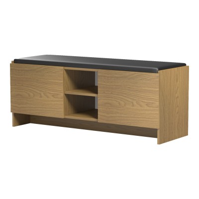 Έπιπλο εισόδου σκαμπό-παπουτσοθήκη Zulla pakoworld 10 ζεύγων ανοιχτό καρυδί 110x37x43εκ