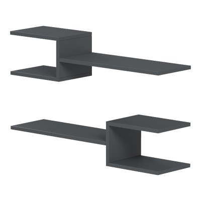 Ραφιέρα τοίχου Sumpa pakoworld 2τεμ ανθρακί 65x20x18εκ