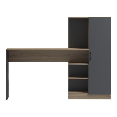 Γραφείο με βιβλιοθήκη και ντουλάπι Ofisio pakoworld sonoma-ανθρακί 152.3x40x120εκ