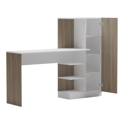 Γραφείο με βιβλιοθήκη και ντουλάπι Ofisio pakoworld sonoma-λευκό 152.3x40x120εκ