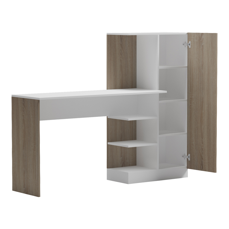Γραφείο με βιβλιοθήκη και ντουλάπι Ofisio pakoworld sonoma-λευκό 152.3x40x120εκ