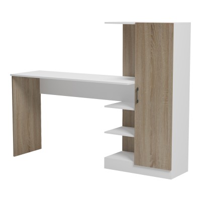 Γραφείο με βιβλιοθήκη και ντουλάπι Ofisio pakoworld sonoma-λευκό 152.3x40x120εκ