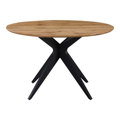 Τραπέζι Toda pakoworld mdf σε sonoma απόχρωση με μαύρα μεταλλικά πόδια Φ120x75εκ