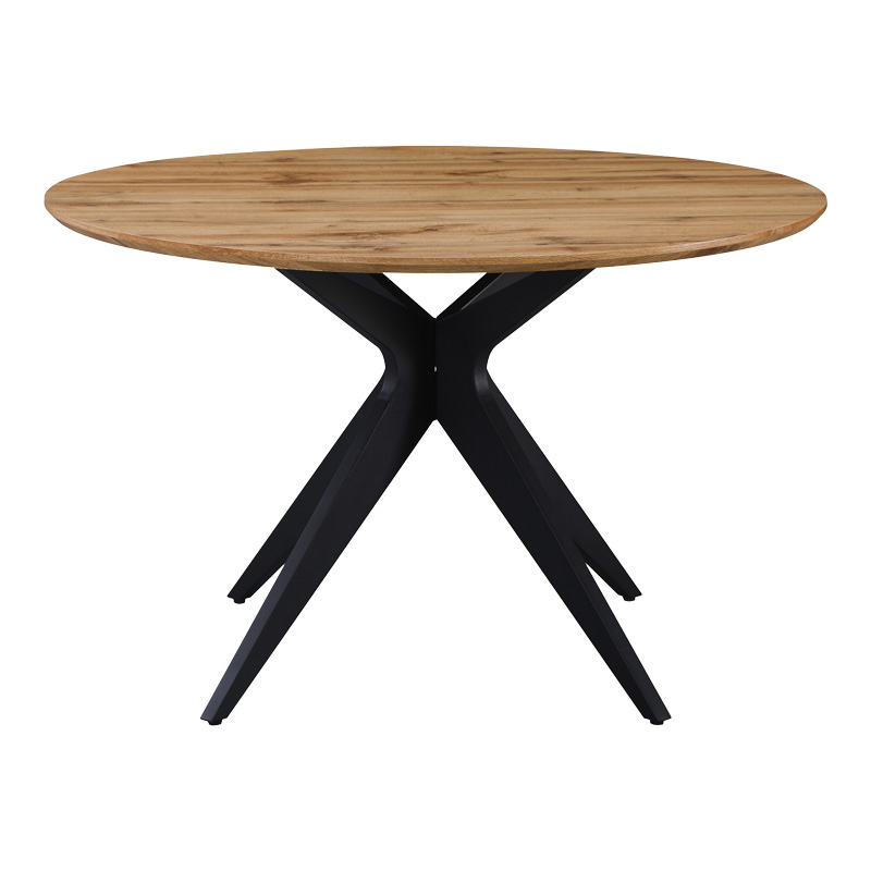 Τραπέζι Toda pakoworld mdf σε sonoma απόχρωση με μαύρα μεταλλικά πόδια Φ120x75εκ