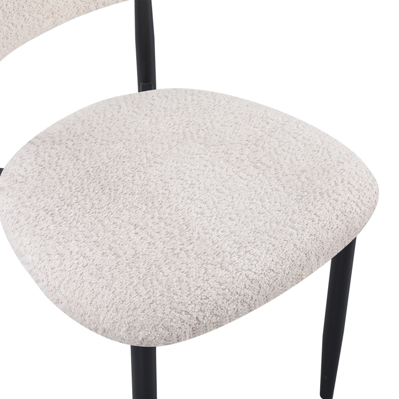 Καρέκλα Folegio pakoworld μπουκλέ σε κρεμ απόχρωση με μαύρα πόδια 50x57x79.5εκ | 4 τμχ