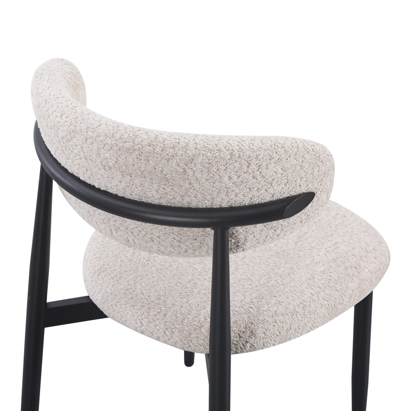Καρέκλα Folegio pakoworld μπουκλέ σε κρεμ απόχρωση με μαύρα πόδια 50x57x79.5εκ | 4 τμχ