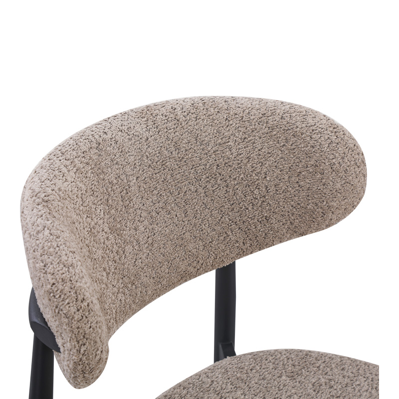 Καρέκλα Folegio pakoworld μπουκλέ σε γκρι απόχρωση με μαύρα πόδια 50x57x79.5εκ | 4 τμχ