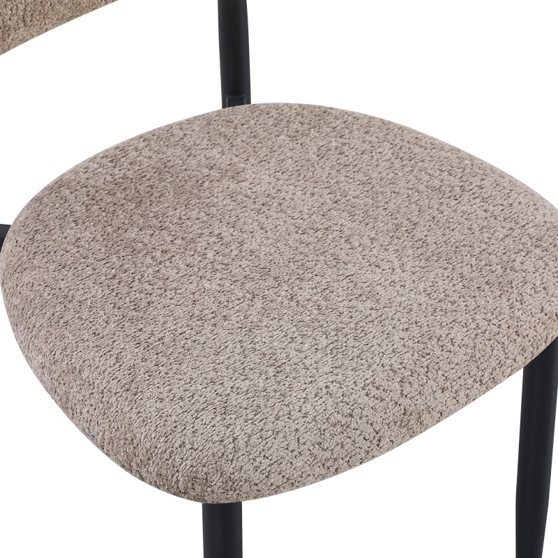 Καρέκλα Folegio pakoworld μπουκλέ σε γκρι απόχρωση με μαύρα πόδια 50x57x79.5εκ | 4 τμχ